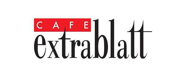 Extrablatt Logo mit schwarzen Lettern und teilweise rotem Hintergrund